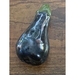 Vintage Eggplant Ceramic Porcelain Brooch Pin